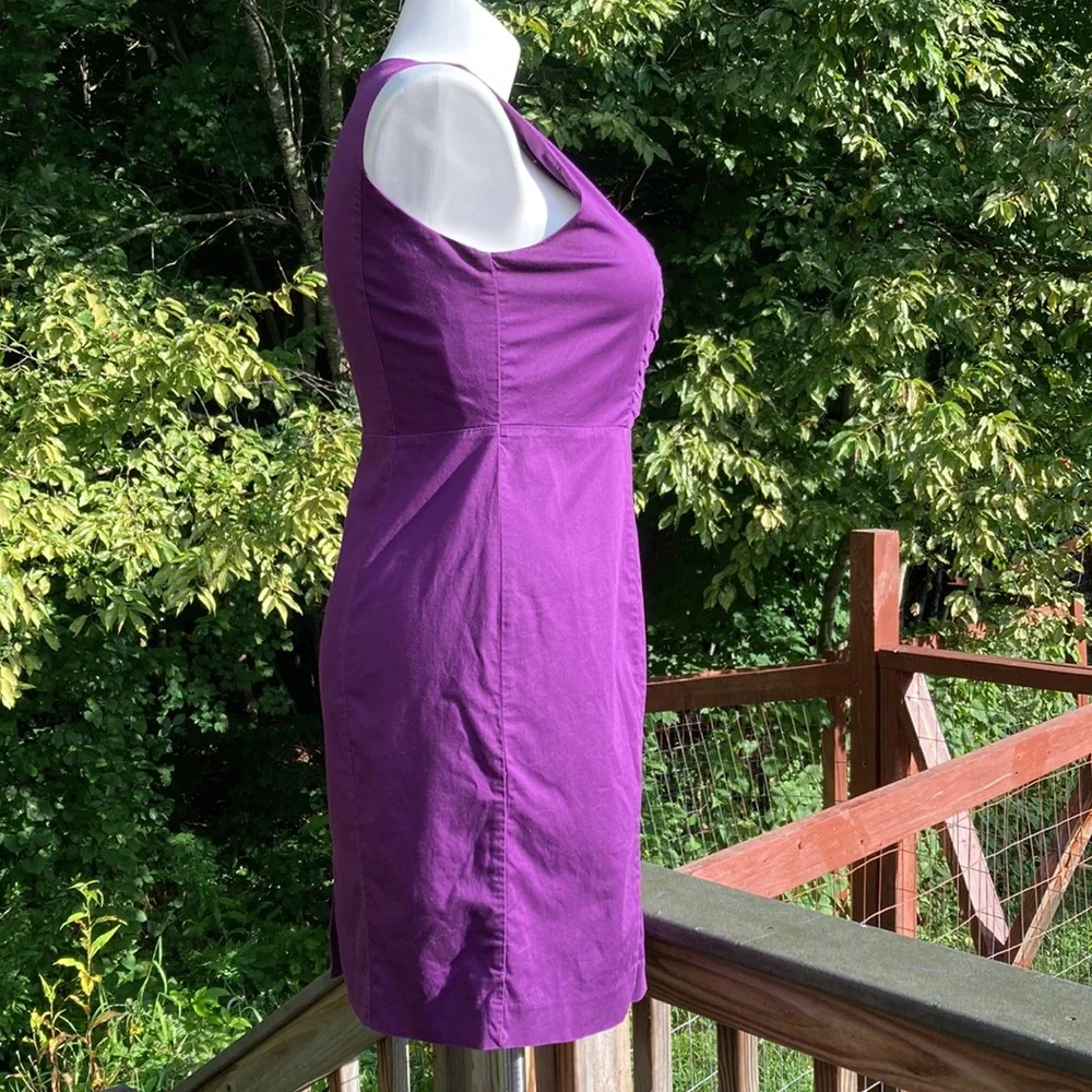 Purple pleated chevron front alternative to the LBD sleeveless sheath dress 14 - Picture 3 of 6